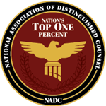 Nation’s Top One Percent award from the National Association of Distinguished Counsel